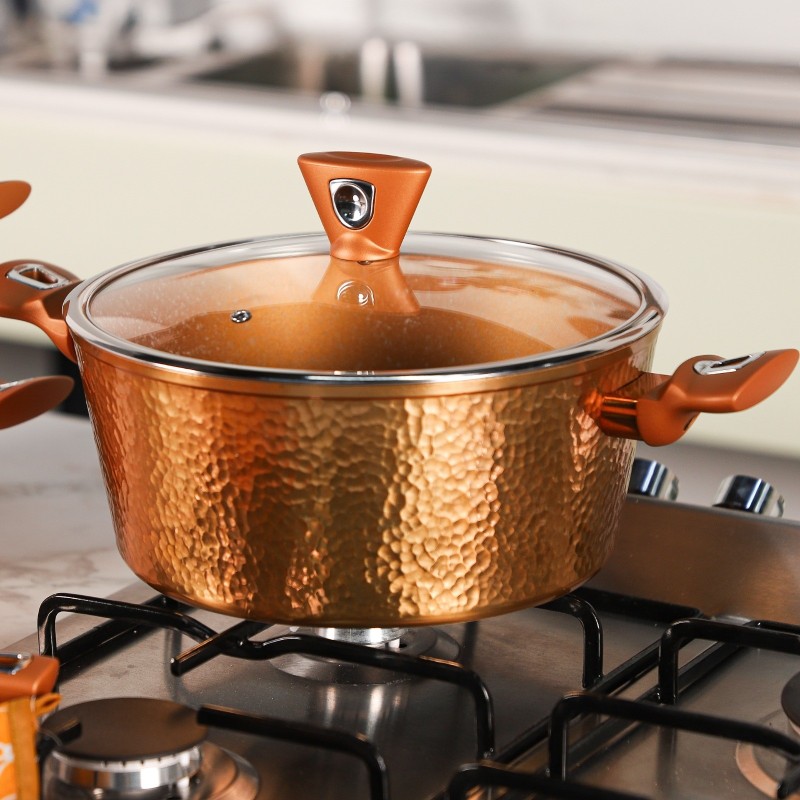 Batterie de cuisine 18 pièces en granite Effet Cuivre Martelé – Image 2