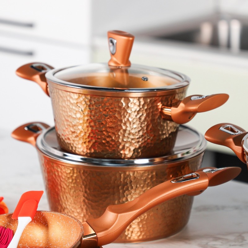 Batterie de cuisine 18 pièces en granite Effet Cuivre Martelé – Image 3