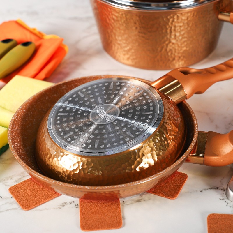 Batterie de cuisine 18 pièces en granite Effet Cuivre Martelé – Image 5