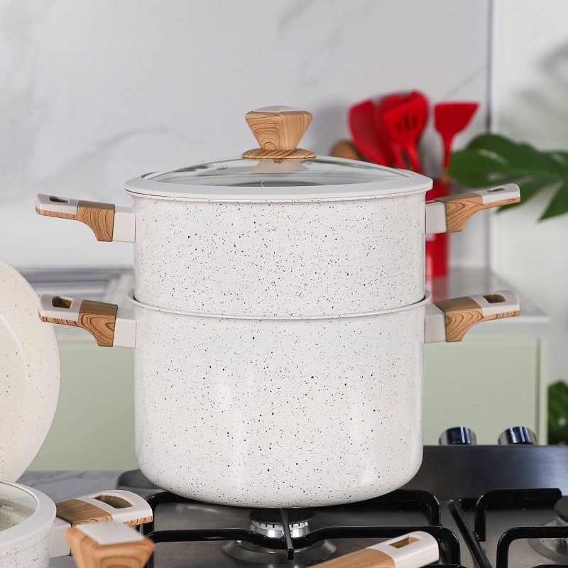 Sizar- Batterie de cuisine 19 pièces en granite Blanc Cassé – Image 2