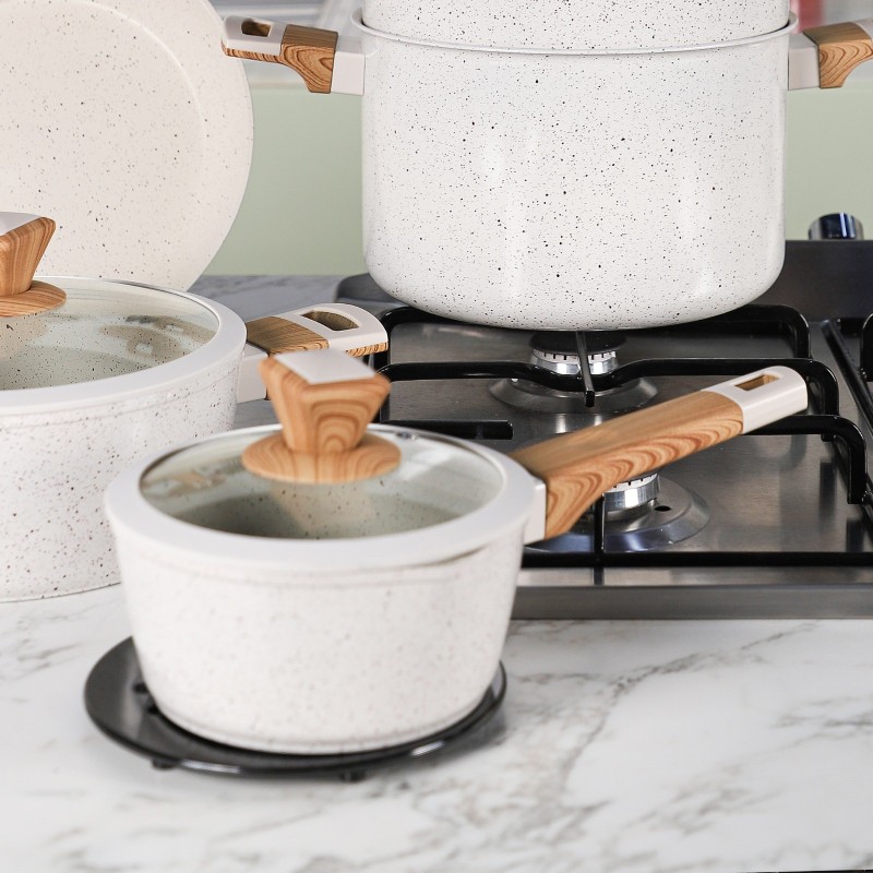 Sizar- Batterie de cuisine 19 pièces en granite Blanc Cassé – Image 7