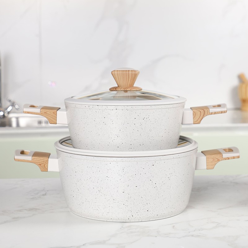 Sizar- Batterie de cuisine 21 pièces en granite Blanc Cassé – Image 3