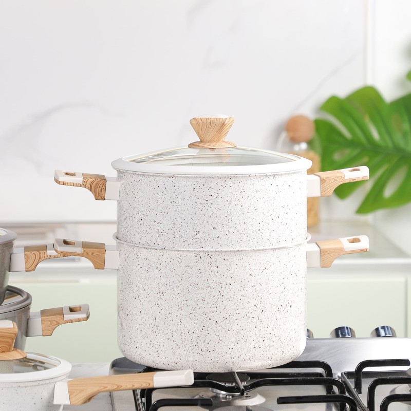 Sizar- Batterie de cuisine 21 pièces en granite Blanc Cassé – Image 5