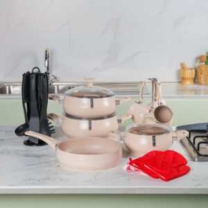 Lines - Batterie de Cuisine 21 Pièces Granite Beige