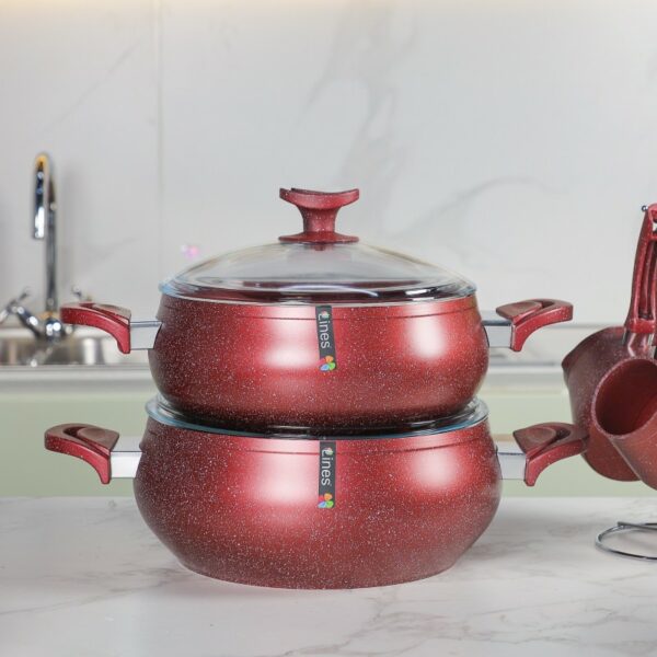 Lines - Batterie de Cuisine 21 Pièces Granite Rouge – Image 2