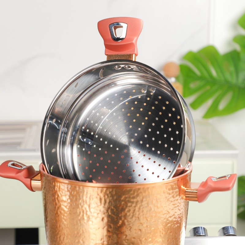 Sizar- Batterie de cuisine 23 pièces en granite Effet Cuivre Martelé – Image 4