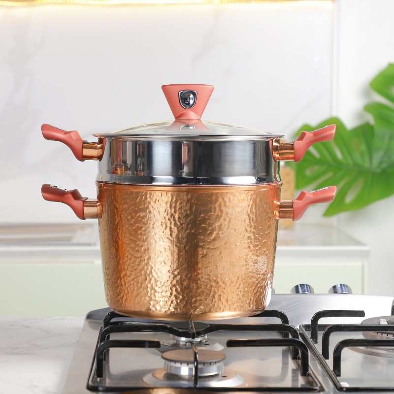 Sizar- Batterie de cuisine 23 pièces en granite Effet Cuivre Martelé – Image 6