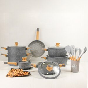 Sizar- Batterie de cuisine 23 pièces en granite Gris