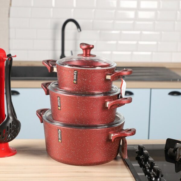 Lines - Batterie de Cuisine 38 Pièces Granite Rouge – Image 5