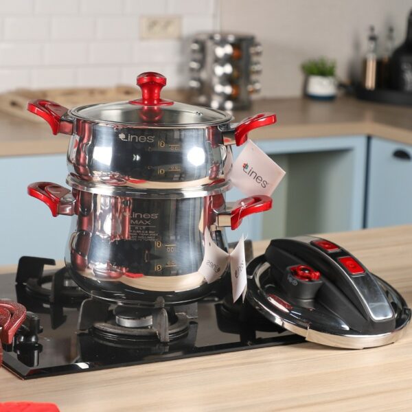 Lines - Batterie de Cuisine 40 Pièces Granite Rouge – Image 9