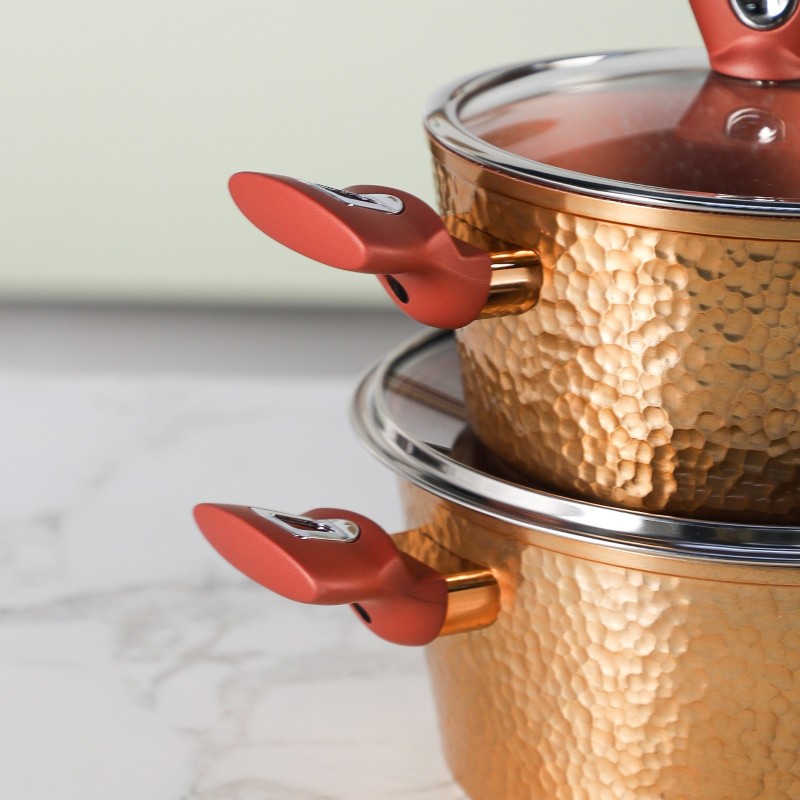 Série de 3 Faitouts en Granite - Effet Cuivre Martelé – Image 3