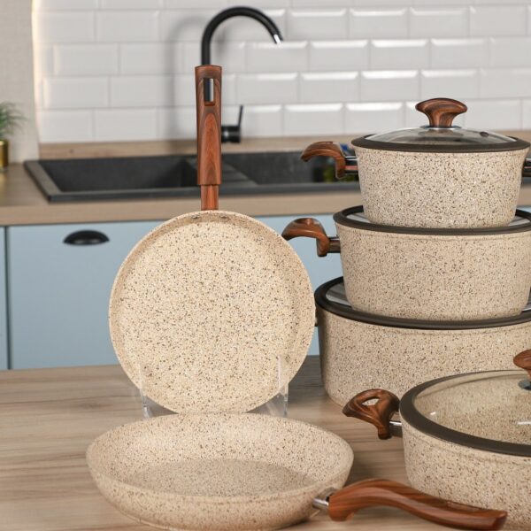 Falez - Batterie de Cuisine en Granite 50 Pièces Beige – Image 2