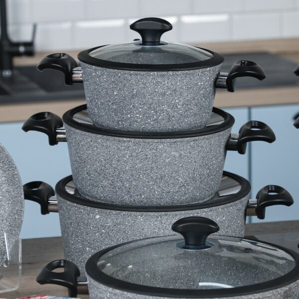 Falez - Batterie de Cuisine en Granite 50 Pièces Gris – Image 4