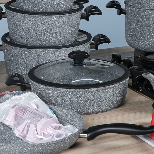 Falez - Batterie de Cuisine en Granite 50 Pièces Gris – Image 6