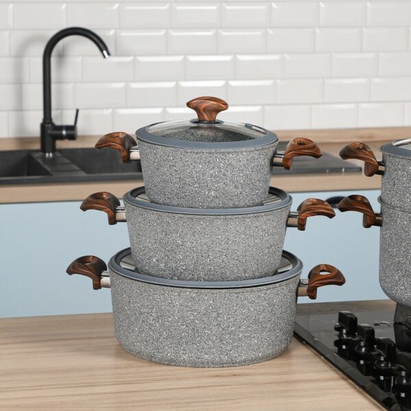 Falez - Batterie de Cuisine en Granite 50 Pièces Gris – Image 8