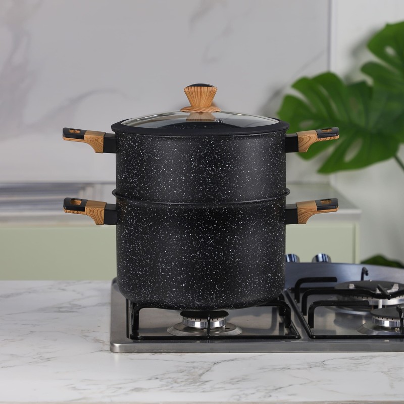 Sizar - Couscoussier en Granite 24 cm Noir