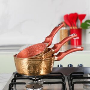 Mixstar - Série de 3 de Casseroles Effet Cuivre en Granite