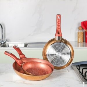 Mixstar - Série de 3 Poêles Effet Cuivre en Granite