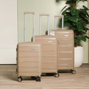 COLISEE+-Set de 3 Valises en Polypropylène Beige Incassable