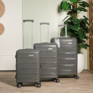 COLISEE+-Set de 3 Valises en Polypropylène Gris Incassable