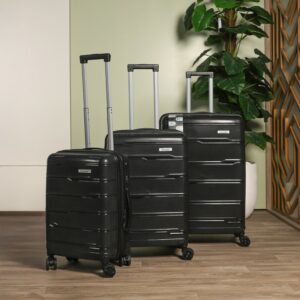 COLISEE+-Set de 3 Valises en Polypropylène Noir Incassable
