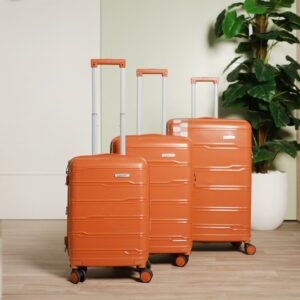 COLISEE+-Set de 3 Valises en Polypropylène Orange Incassable
