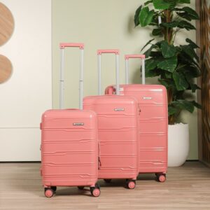 COLISEE+-Set de 3 Valises en Polypropylène Rose Incassable