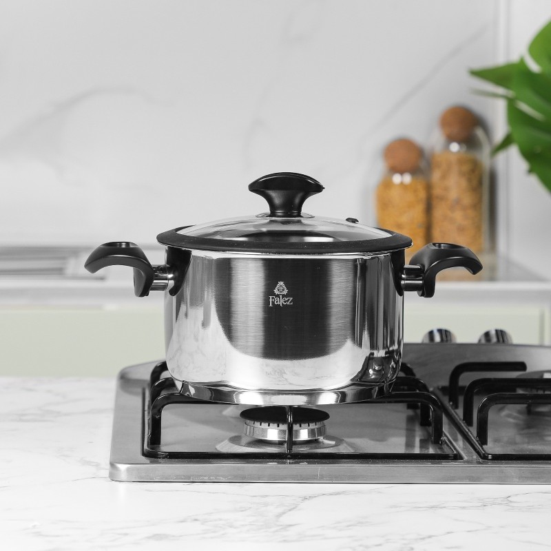 Falez- Faitout 20 cm Inox 18/10 avec Manche Noir