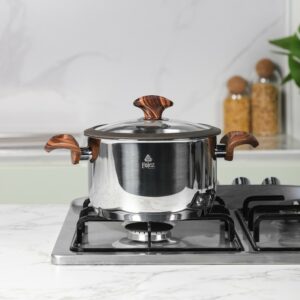 Falez-Faitout 20 cm Inox 18/10 Manche Effet Bois