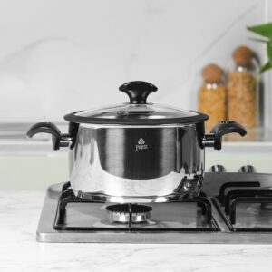 Falez- Faitout 22 cm Inox 18/10 avec Manche Noir