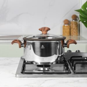 Falez- Faitout 22 cm Inox 18/10 Manche Effet Bois