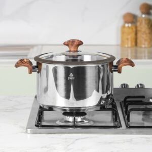 Falez- Faitout 24 cm Inox 18/10 Manche Effet Bois