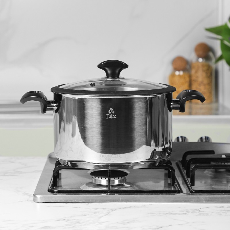 Falez- Faitout 24 cm Inox 18/10 avec Manche Noir