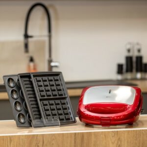 Florence HK213- Appareil 3en1 Panini-Gaufre-Zouza 750W Rouge