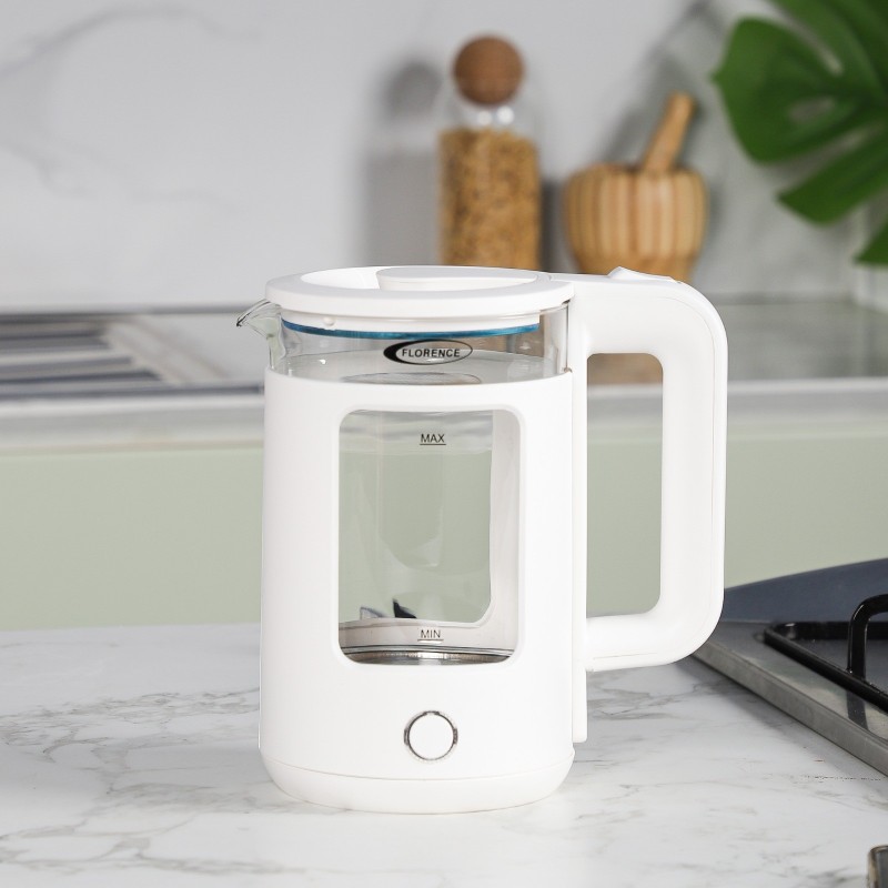 Florence HK-414- Bouilloire Électrique En Verre 2L 2000W Blanc