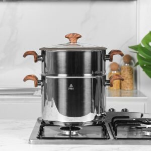 Falez- Couscoussier 8L 24 cm Inox 18/10 Manche Effet Bois