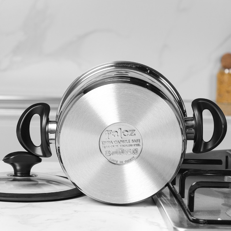 Falez- Faitout 24 cm Inox 18/10 avec Manche Noir – Image 2