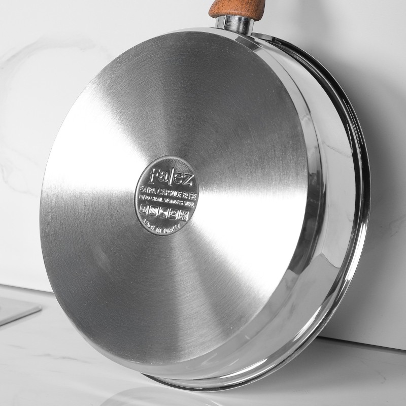 Falez- Poêle 28 cm Inox 18/10 Manche Effet Bois – Image 2