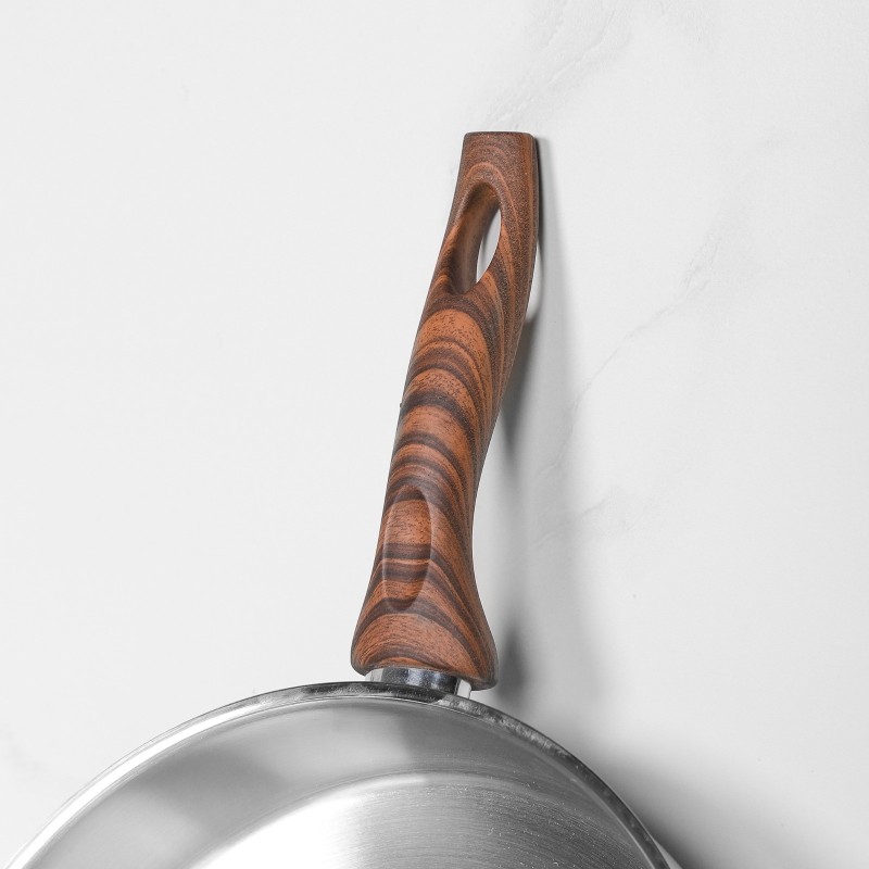 Falez- Poêle 28 cm Inox 18/10 Manche Effet Bois – Image 3