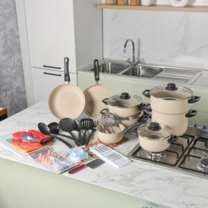 Granitalia - Batterie de cuisine 45 pièces en Granite Biege