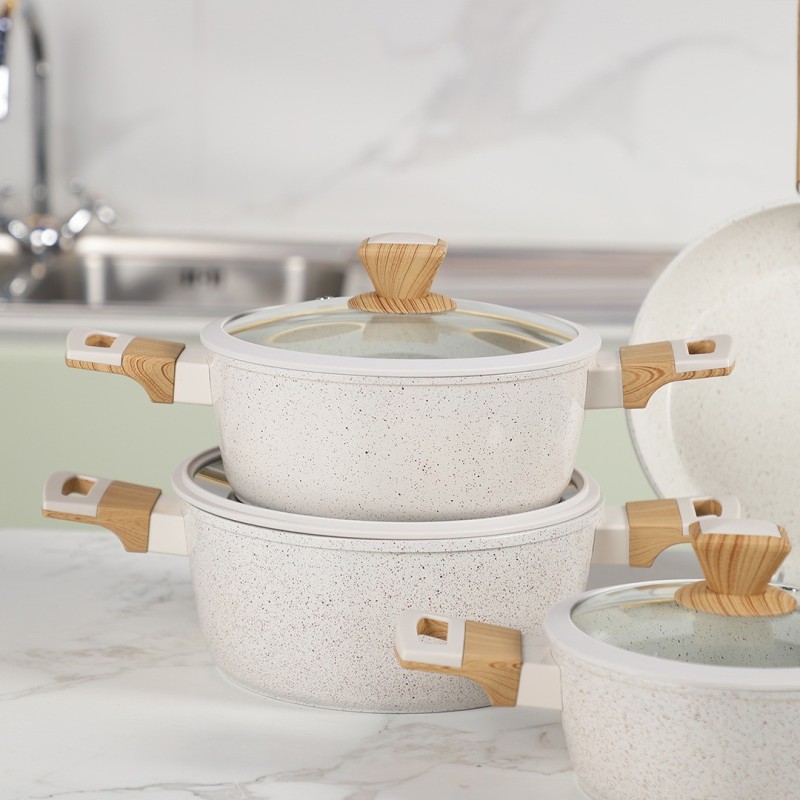 Sizar- Batterie de cuisine 9 pièces en granite Blanc – Image 2