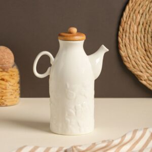 Bouteille Verseuse 1L en Céramique avec Couvercle en Bambou