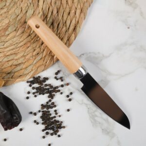 Couteau de Cuisine Polyvalent en Inox avec Manche en Bois
