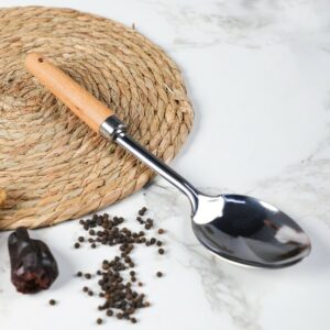 Cuillère de Service Ajourée en Inox avec Manche Bois