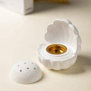 Encensoir en Céramique Blanche – Design Coquillage