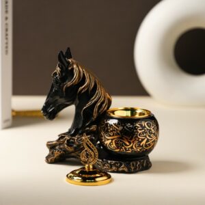 Encensoir en Forme de Tête de Cheval – Noir & Doré