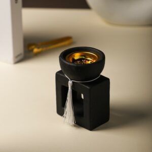 Encensoir Moderne en Céramique Noir avec Intérieur Doré