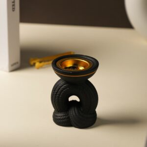 Encensoir Moderne en Céramique Noire avec Intérieur Doré
