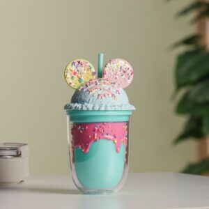 Gobelet Isotherme 300ML avec Paille et Couvercle Transparent