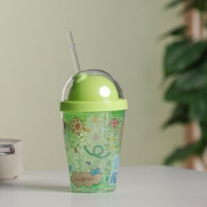 Gobelet Isotherme 300ML avec Paille et Couvercle Transparent